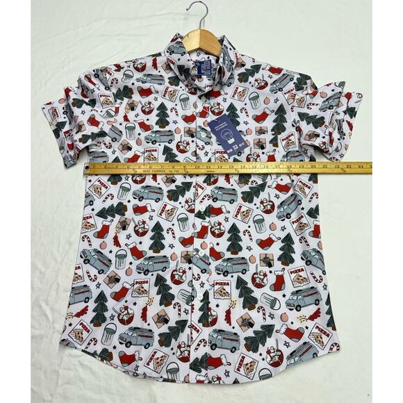 Project Good Apparel Christmas Printed Button Down Shirt Short Sleeve Mens M NWT - Picture 9 of 12